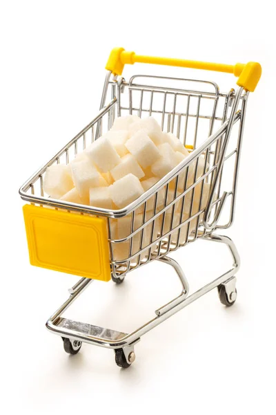 Szupermarket pushcart fehér cukor — Stock Fotó