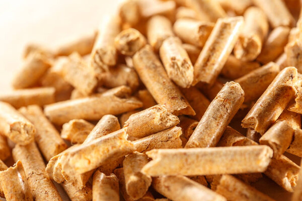 Wooden pellets on paper