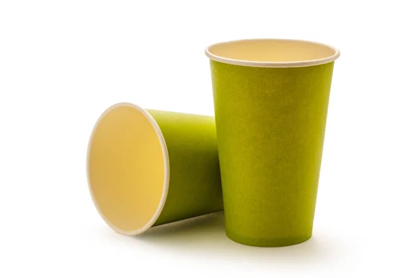 Green paper cups — Stock Photo, Image