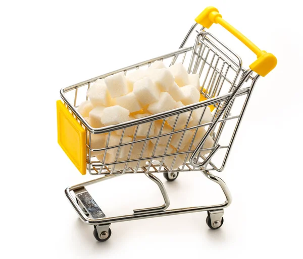 Szupermarket pushcart fehér cukor — Stock Fotó