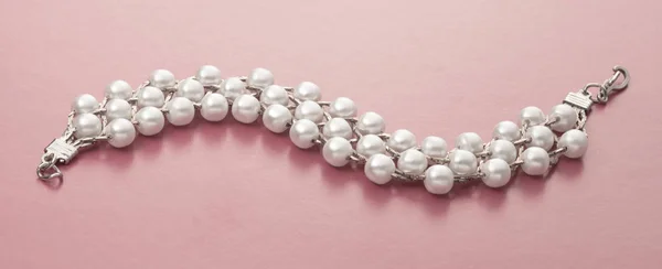 Wristband with white beads — Stock Photo, Image