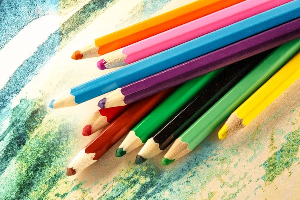 Palette of colorful pencils — Stock Photo, Image