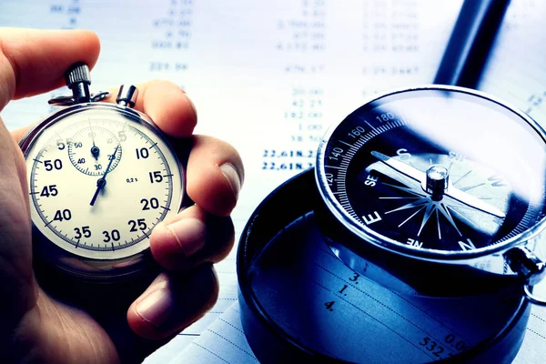 Hand bedrijf stopwatch — Stockfoto