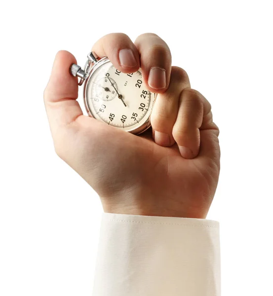 Stopwatch in mannenhand — Stockfoto