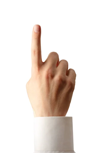 Wskazując palcem wskazującym ręki mężczyzna — Zdjęcie stockowe