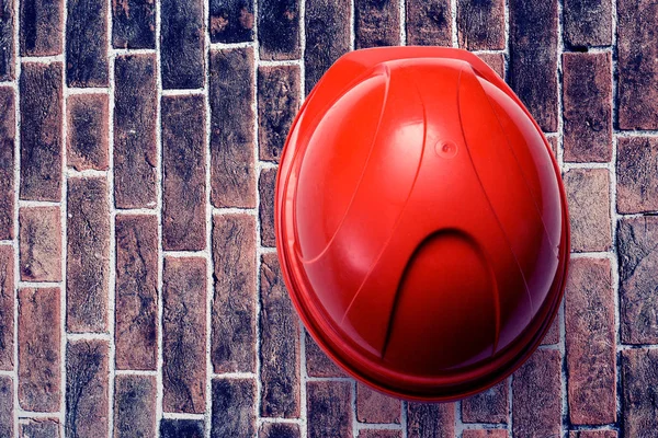 Casco de seguridad rojo desde la parte superior — Foto de Stock