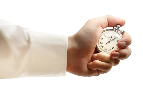 Stopwatch in male hand — Stock Photo, Image