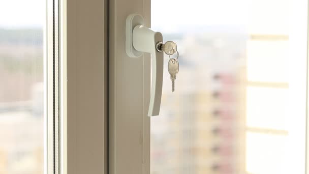 Child's hand on secure window handle — Stock Footage Child's hand on secure window handle Royalty Free Stock Video