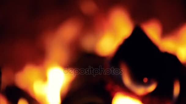在炉中燃烧的木柴 — 图库视频影像