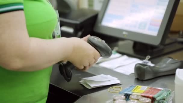 Cashier Working Shop — Stock Video