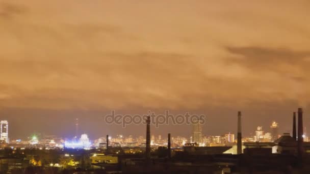 Gran Ciudad Por Noche — Vídeo de stock