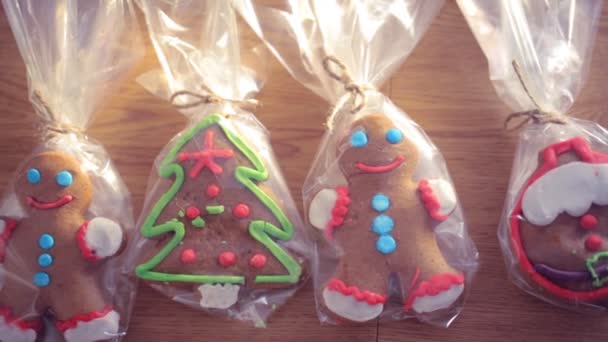Biscotti Natale Sfondo Legno — Video Stock