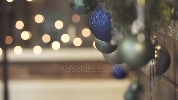 Kerstboom Decoratie Close — Stockvideo