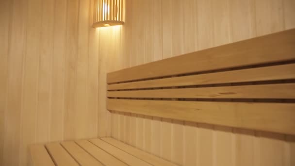 Salle Repos Dans Nouveau Sauna Bois — Video