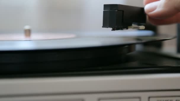 Vinyl Record Player Closeup — Stock Video