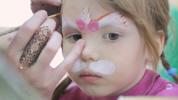 Pintura Facial Infantil Como Gato — Vídeo de stock