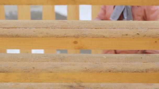 Діти Піднімаються Сходами Дитячому Майданчику — стокове відео
