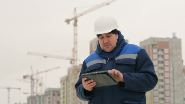 Capataz Com Almofada Grande Projeto Construção — Vídeo de Stock