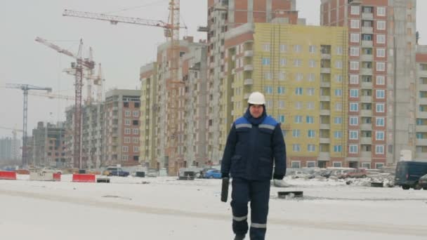 Contremaître Avec Bref Cas Grand Projet Construction — Video