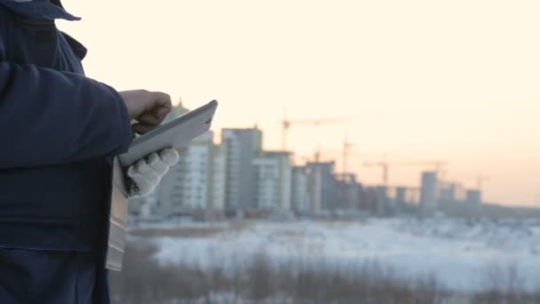 Contremaître Avec Tampon Grand Projet Construction — Video