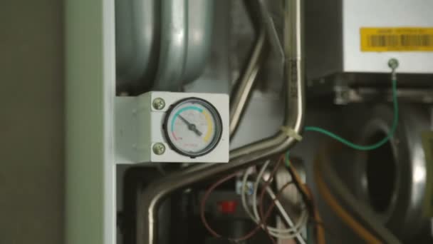 Gas-fire boiler in closeup — Stock Footage Gas Fire Boiler Closeup Royalty Free Stock Video