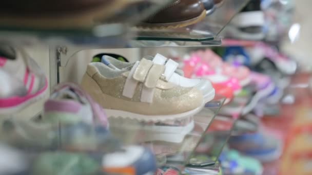 Ayakkabı Raf Ayakkabı Mağazasında — Stok video