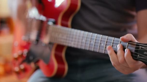 Musician Playing Electric Guitar — Stock Video