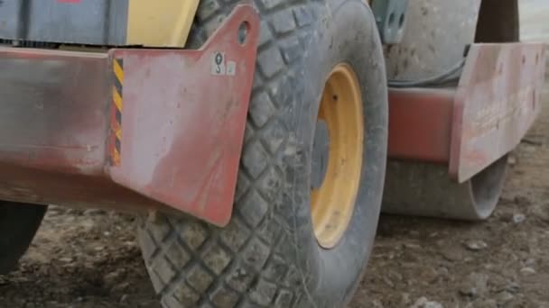 Road Roller Working Construction Site — Stock Video