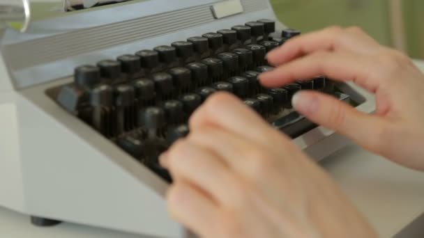 Female Hands Typing Typewriter — Stock Video