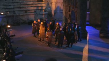 PLOVDIV, BULGARIA - Temmuz 2018: Amfitiyatroda Opera Festivali