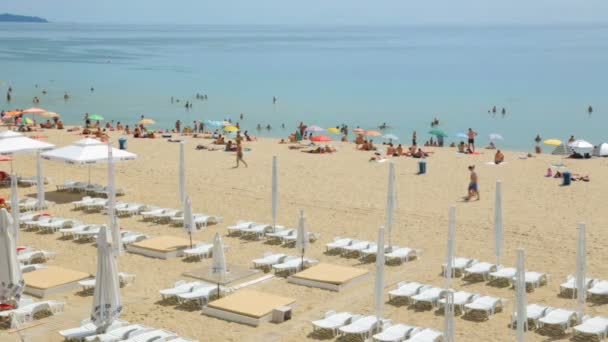 Människor på stranden på sommardagen — Stockvideo