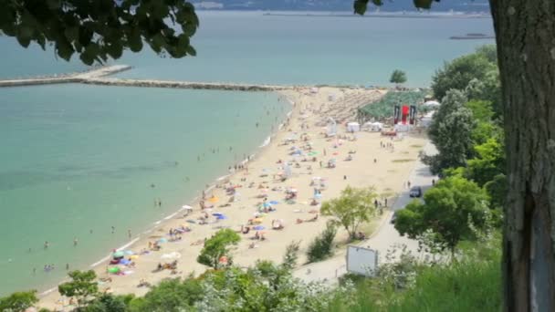 Menschen am Strand am Sommertag — Stockvideo