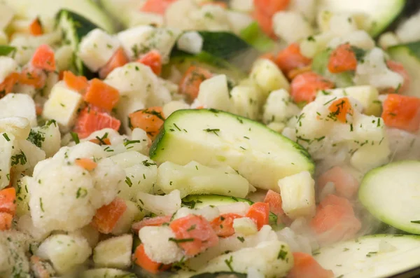 Frozen vegetables from a bag.