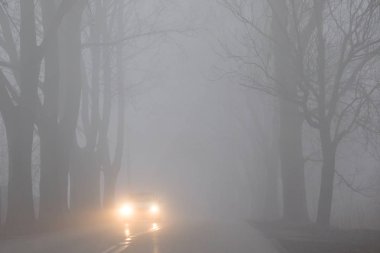 Sis sokakta araba geçer.