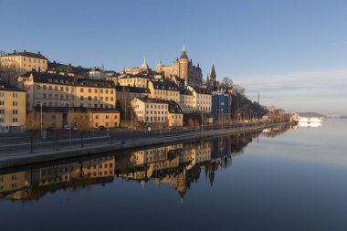 Stockholm'Sodermalm adasının sabah görünümü
