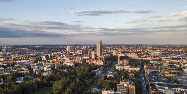 Aerial view of the central part of Leipzig, Germany