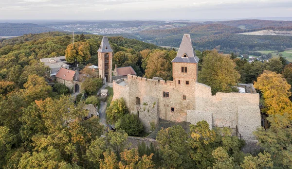 Aerial view of Frankenstein Castle in southern Hesse, Germany — Stock Photo, Image