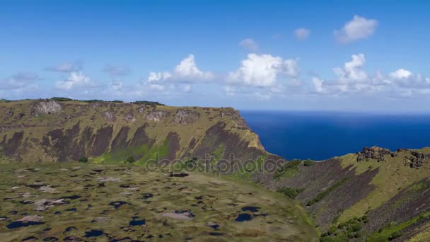 Paskalya Adası, Şili Rano Kau volkana — Stok video