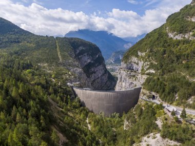 Aerial view of Vajont Dam in Italy clipart
