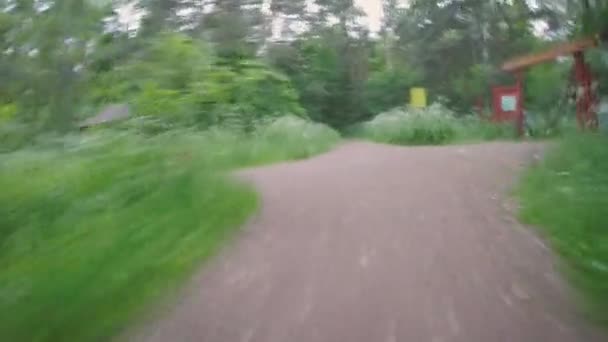 Biking POV in the park after a violent storm — Stock Video