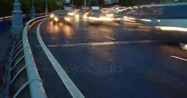 Lapso Tempo Tráfego Carro Urbano Denso Estrada Cidade Noite — Vídeo de Stock