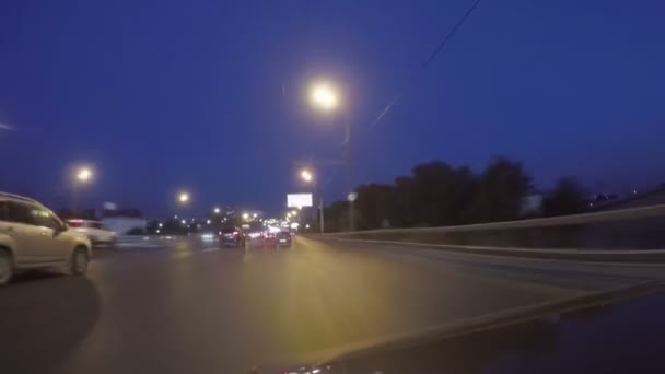 Moscou Russie Août 2017 Mouvement Voiture Circulation Routière Ville Nuit — Video