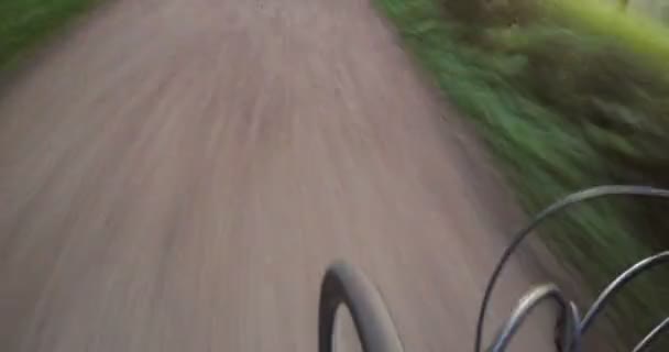Υπερ Γύρους Πλάνα Από Την Οδήγηση Χωματόδρομο Στο Πάρκο Ποδήλατο — Αρχείο Βίντεο