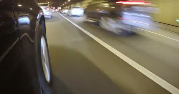 Hyper Ronden Beelden Van Auto Tunnel Met Uitgang Uit Het — Stockvideo