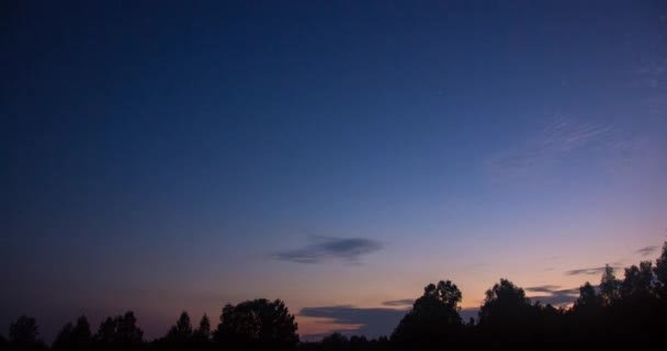 黄昏的时间流逝和森林上空的云层移动 — 图库视频影像
