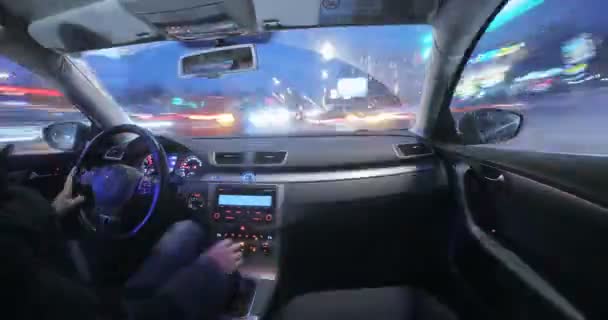 Moskova Rusya Mart 2018 Gece Şehir Yolda Araba Hareketi Taraf — Stok video