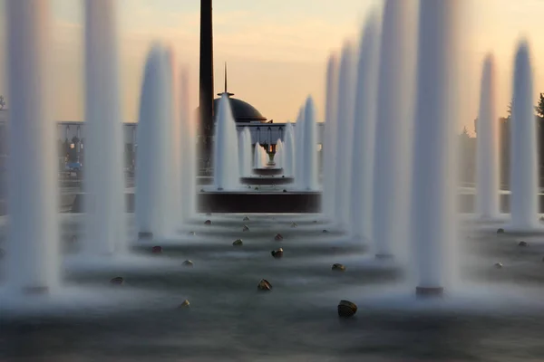 Fountains Victory Park Park Pobedy Sunset 225 Fountains Made Five — Stock Photo, Image