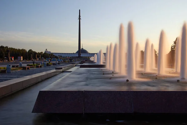 Fontänen Victory Park Park Pobedy Bei Sonnenuntergang 225 Brunnen Auf Stockbild