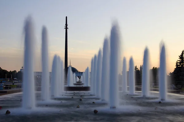 Fountains Victory Park Park Pobedy Sunset 225 Fountains Made Five Stock Image