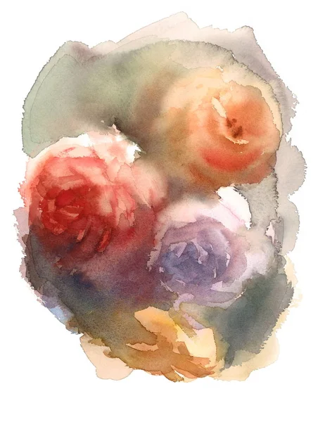 Abstract aquarel rozen florale achtergrond textuur handgeschilderde illustratie — Stockfoto